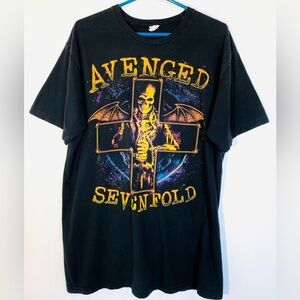 Vintage Avenged Sevenfold T Shirt Band Skull Cross Skeleton Heavy Metal Tee A7X